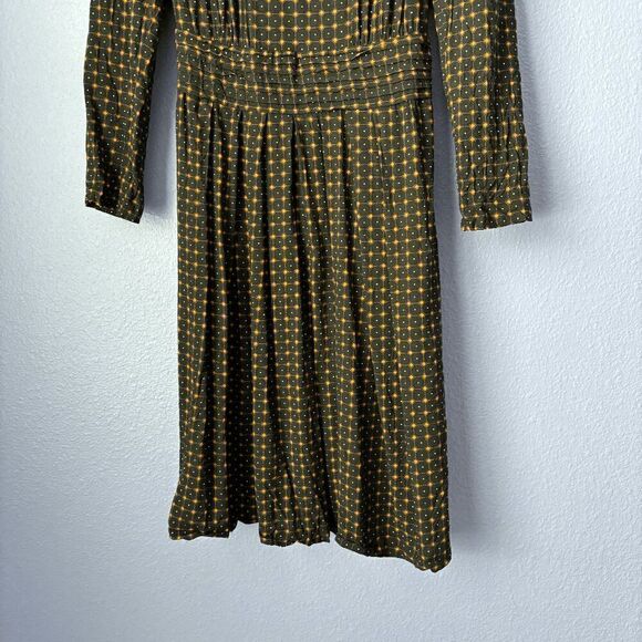 Vintage Karin Stevens Petite Long Sleeve Dress Smocked Waist Cuffed Pleated 4P - Picture 4 of 9